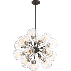 Pierre 18 Light 24 inch Polished Nickel and Matte Black with Glass Chandelier Ceiling Light