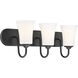 Neighborhood Gwyneth 3 Light 24 inch Flat Black Vanity Light Wall Light in White Frost Glass, Neighborhood Collection