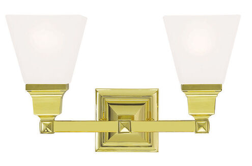 Mission 2 Light 15 inch Polished Brass Bath Vanity Wall Light