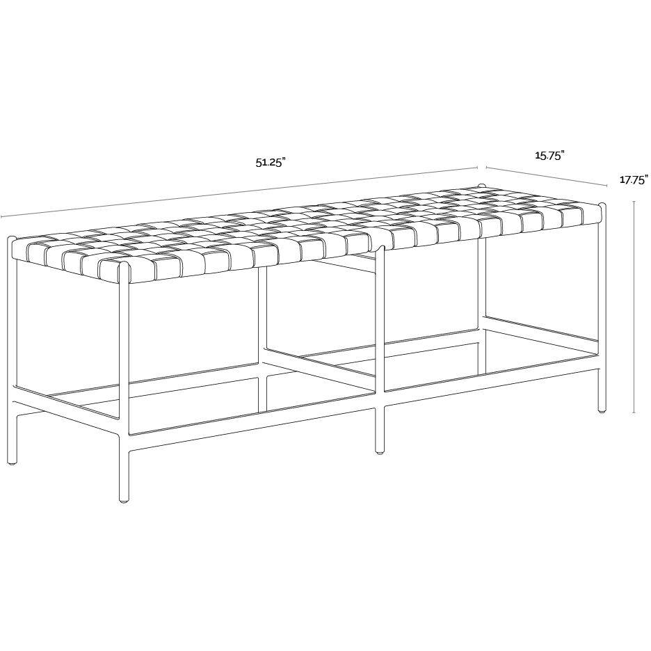 Omari Suede Light Tan Leather Bench