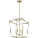 Nellita 4 Light 16 inch Vintage Brass Indoor Pendant Ceiling Light