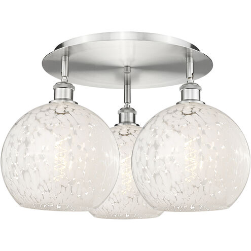 Ballston White Mouchette 3 Light 21.75 inch Satin Nickel Flush Mount Ceiling Light