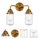 Nouveau 2 Dover 2 Light 13 inch Brushed Brass Bath Vanity Light Wall Light in Seedy Glass