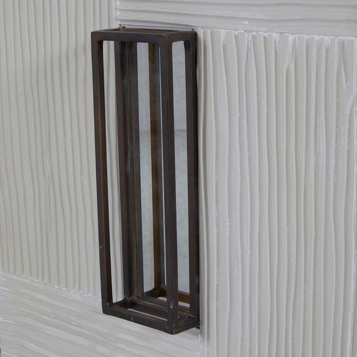 Tilden Cerused White / Antique Bronze / Antique Mirror Cabinet