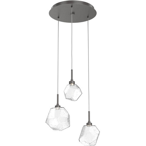 Gem LED 20.1 inch Graphite Chandelier Ceiling Light in Clear, 2700K LED, Round Multi-Port