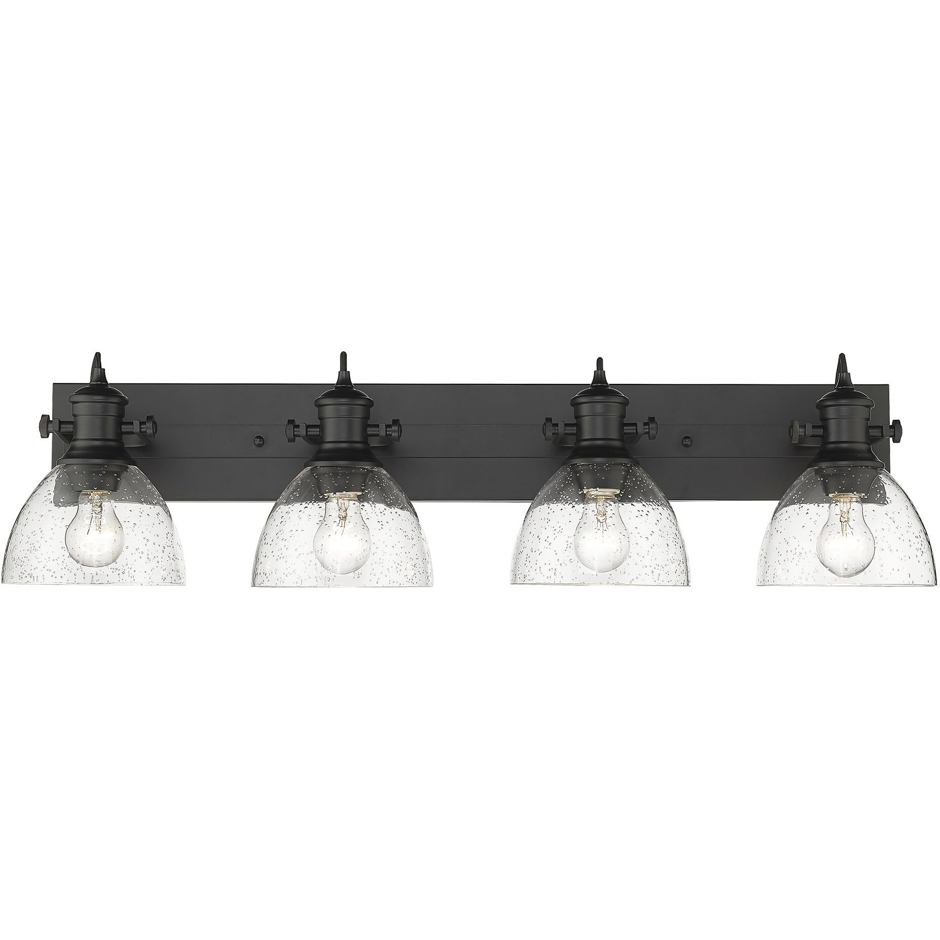Yep Hines Vanity Wall Light in Matte Black, Seeded Glass