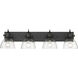 Yep Hines Vanity Wall Light in Matte Black, Seeded Glass