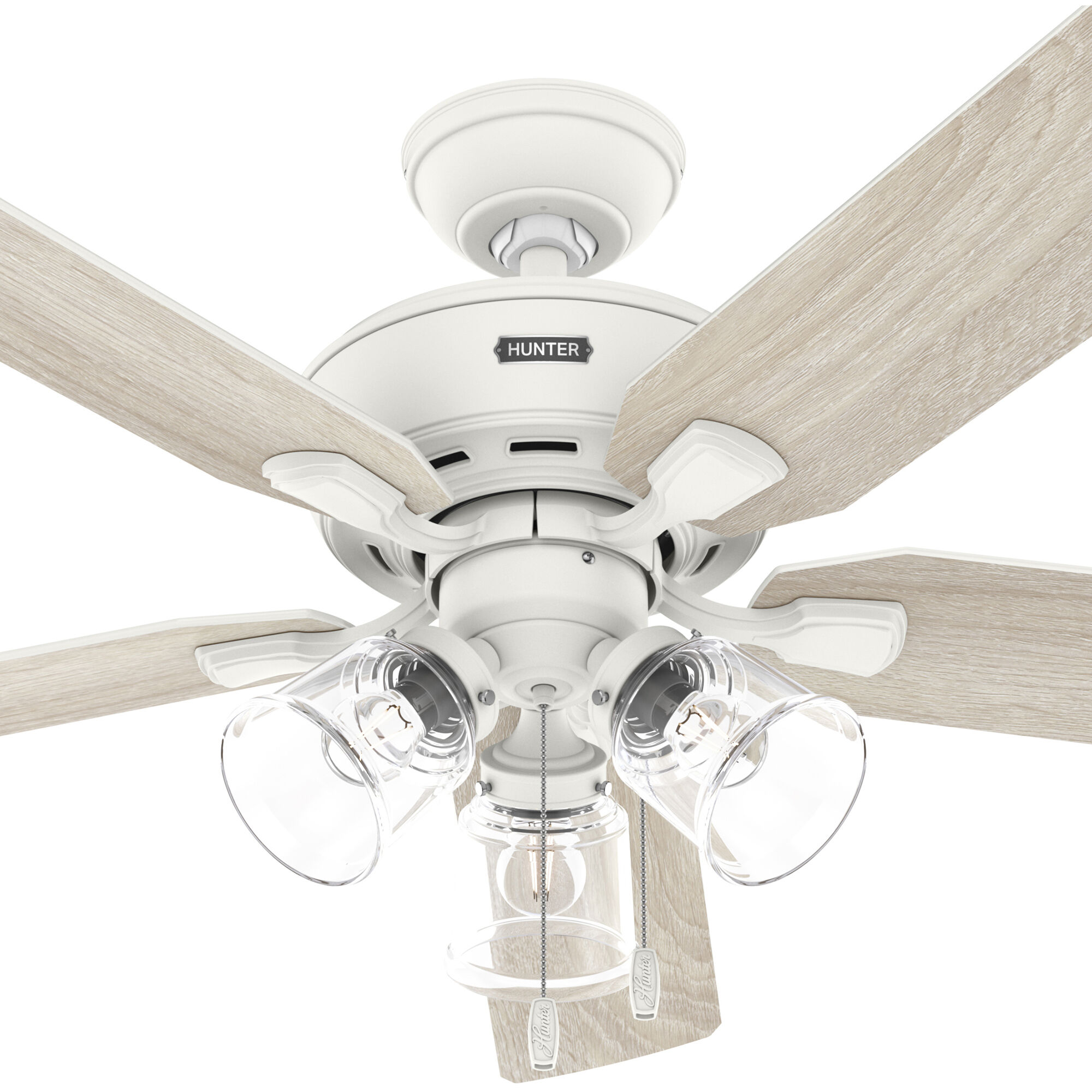 Rosner 52 inch Matte White with Light Oak/Fresh White Blades Ceiling Fan