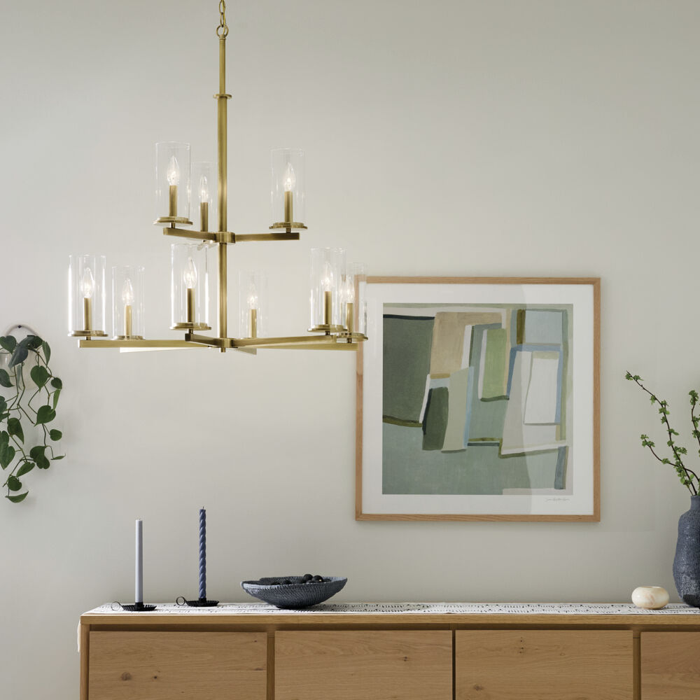 Crosby 9 Light Natural Brass Chandelier Ceiling Light