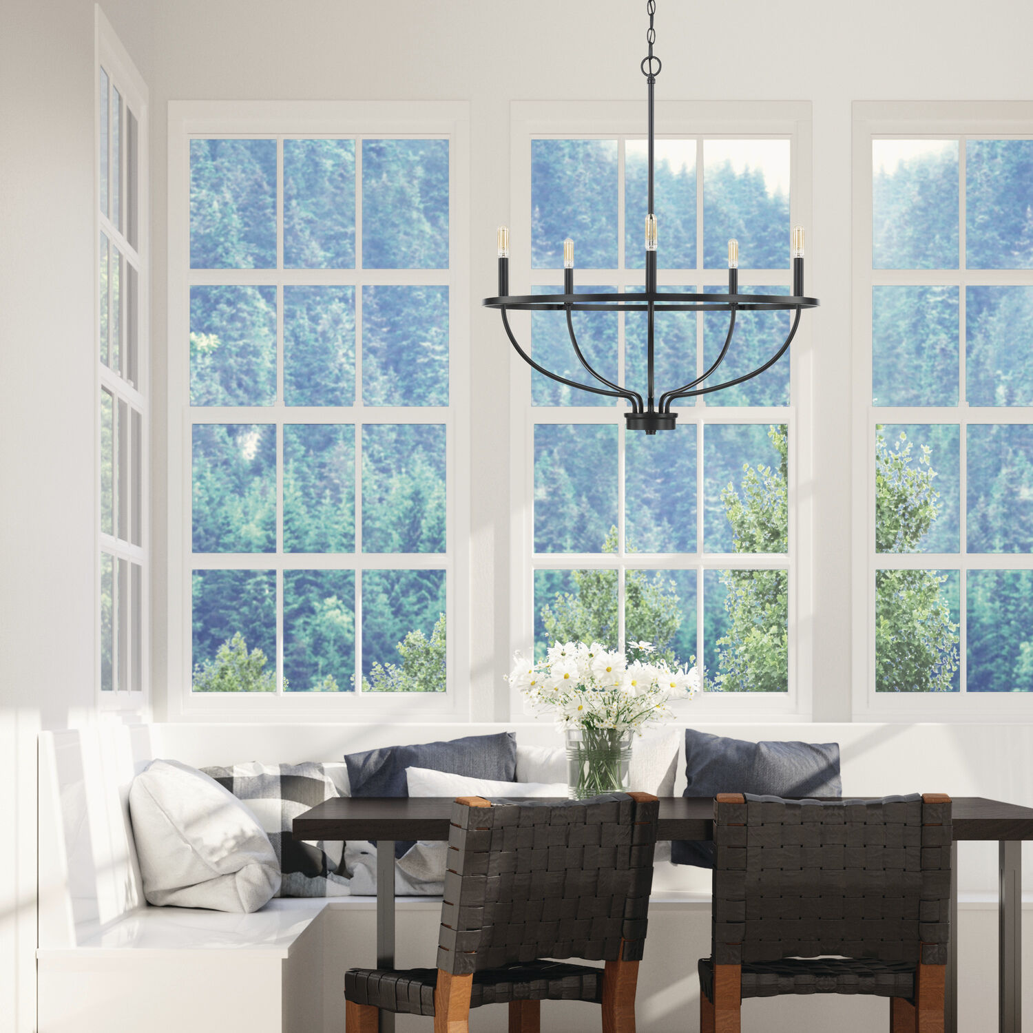 Greyson 5 Light 29 inch Matte Black Chandelier Ceiling Light