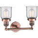 Franklin Restoration Small Bell LED 16 inch Antique Copper Bath Vanity Light Wall Light in Clear Glass, Franklin Restoration