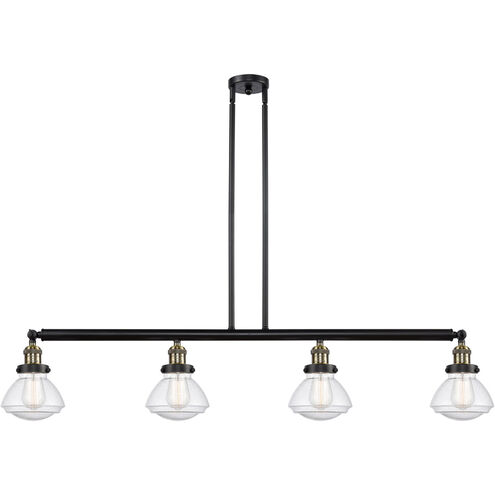 Franklin Restoration Olean LED 51.38 inch Black Antique Brass Island Light Ceiling Light in Seedy Glass, Franklin Restoration