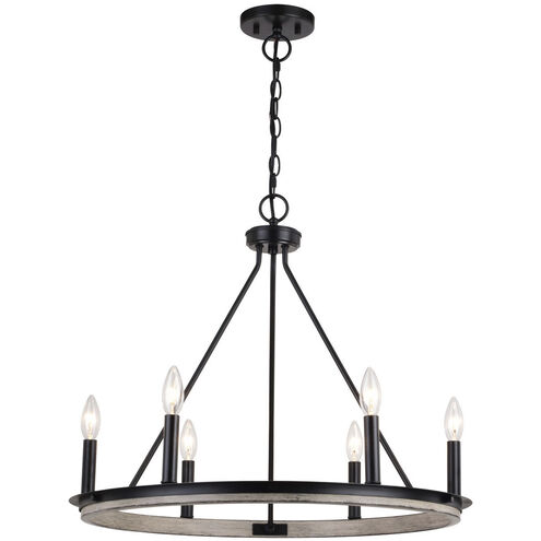 Russel LED 24.75 inch Matte Black and Weathered Gray Chandelier Ceiling Light