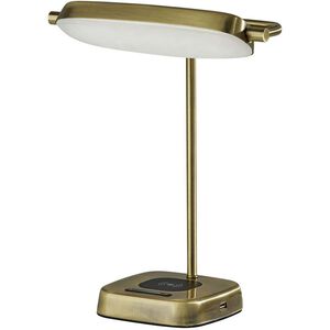 Radley 14 inch 8.00 watt Antique Brass Desk Lamp Portable Light, AdessoCharge
