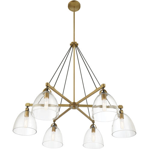 Sommersby 6 Light 36 inch Legacy Brass and Matte Coal Chandelier Ceiling Light