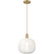 Downtown Urban Brookhaven Sphere 1 Light 10 inch Brushed Brass Mini Pendant Ceiling Light in Opal Glass