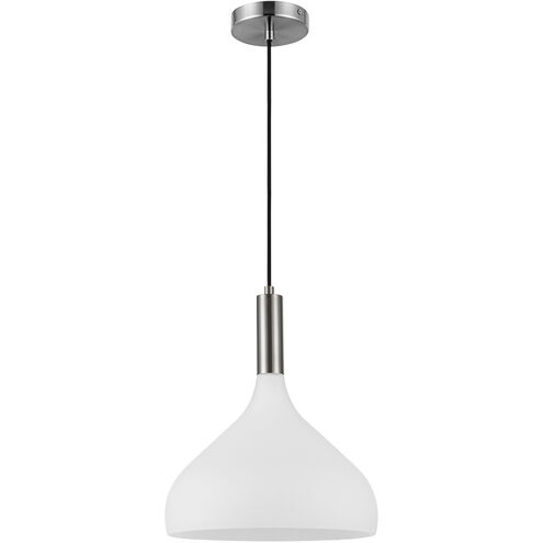 Belleview 1 Light 11.88 inch Brushed Nickel Pendant Ceiling Light in Opal Glass