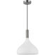 Belleview 1 Light 11.88 inch Brushed Nickel Pendant Ceiling Light in Opal Glass