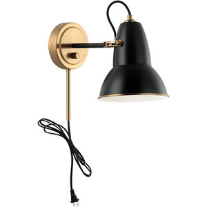 Buzz 1 Light 6.5 inch Black Wall Sconce Wall Light in Aged Gold Brass and Black