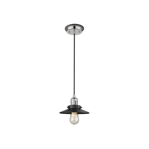 Franklin Restoration Railroad 1 Light 8 inch Polished Nickel/Matte Black Mini Pendant Ceiling Light
