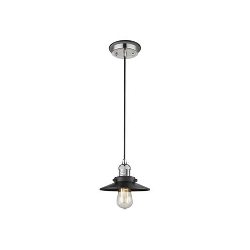 Franklin Restoration Railroad 1 Light 8 inch Polished Nickel Mini Pendant Ceiling Light in Matte Black