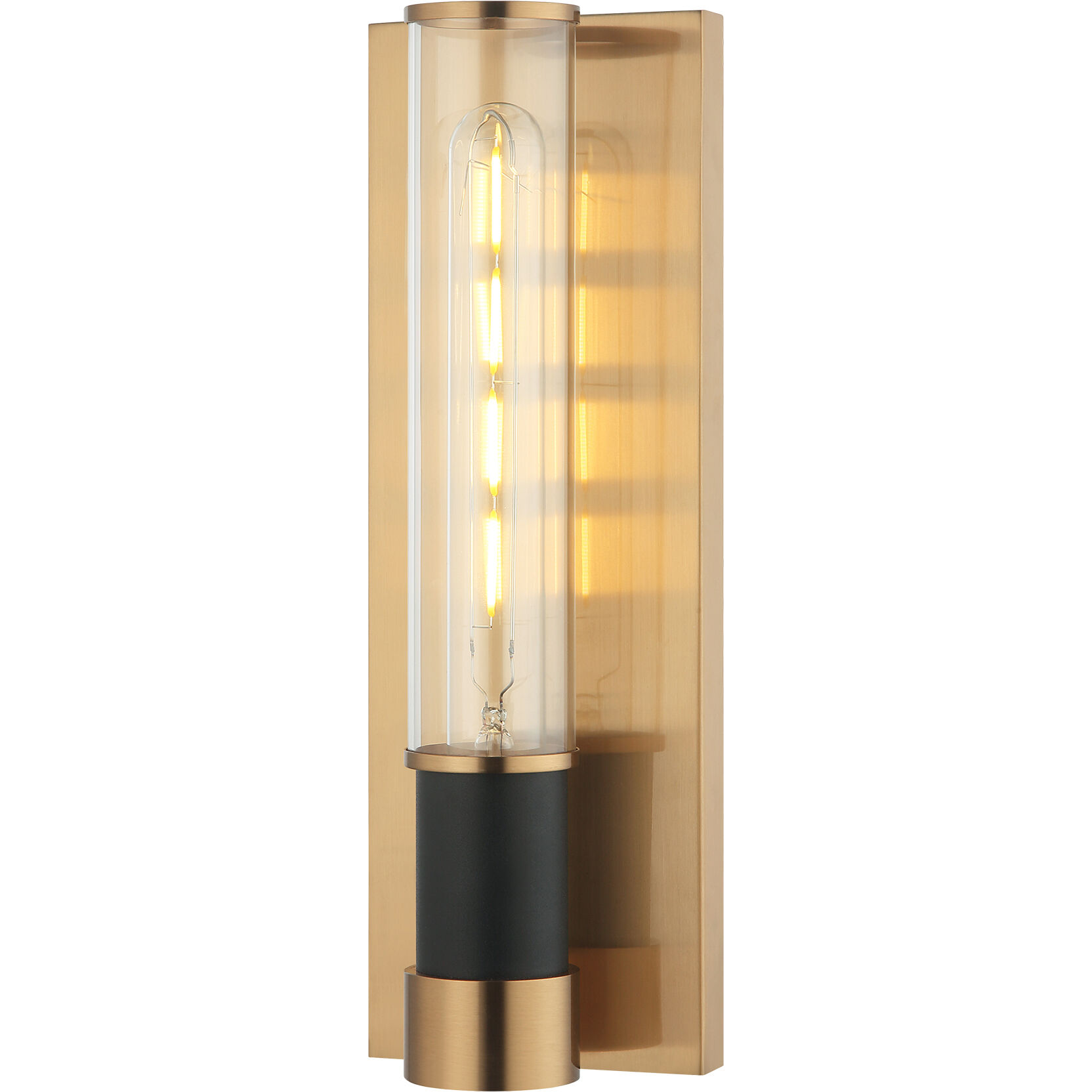 Tubo 1 Light 4.38 inch Matte Black and Aged Gold Brass Wall Sconce Wall Light
