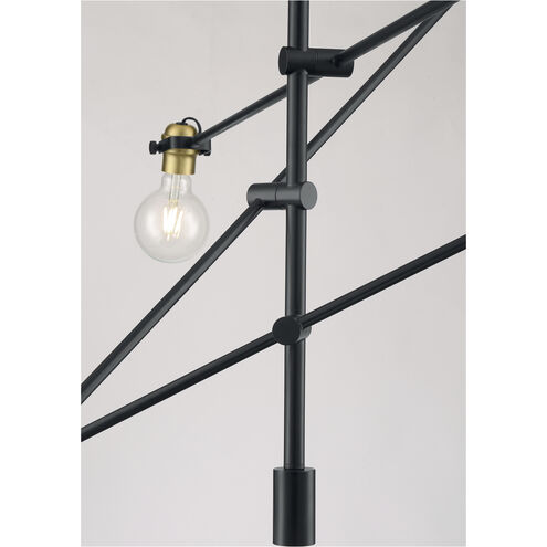 Mantra 6 Light 5 inch Black and Brass Accents Pendant Ceiling Light