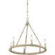 Shabby Chic 6 Light 22 inch Natural Wood with Rope Chandelier Ceiling Light