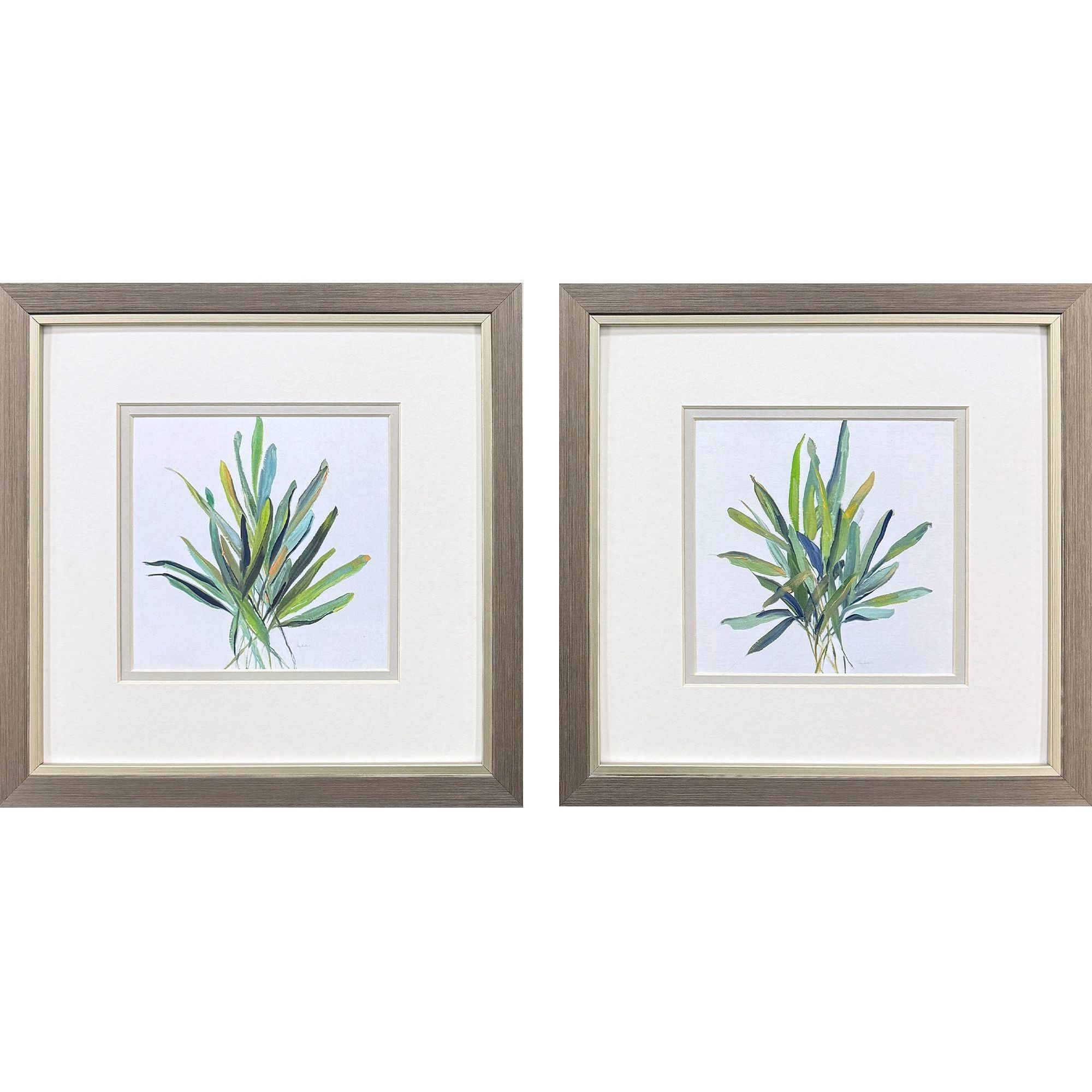Tropical Leaves Square Green and Turquoise and Blue and Teal Framed Art, Propac