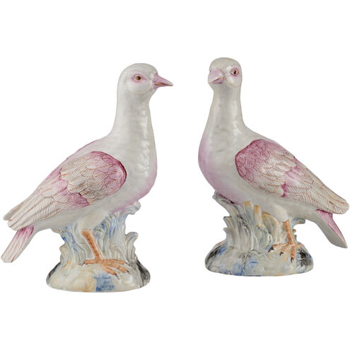 Famille Rose Terns Pink and White/Cream Figurines, Pair