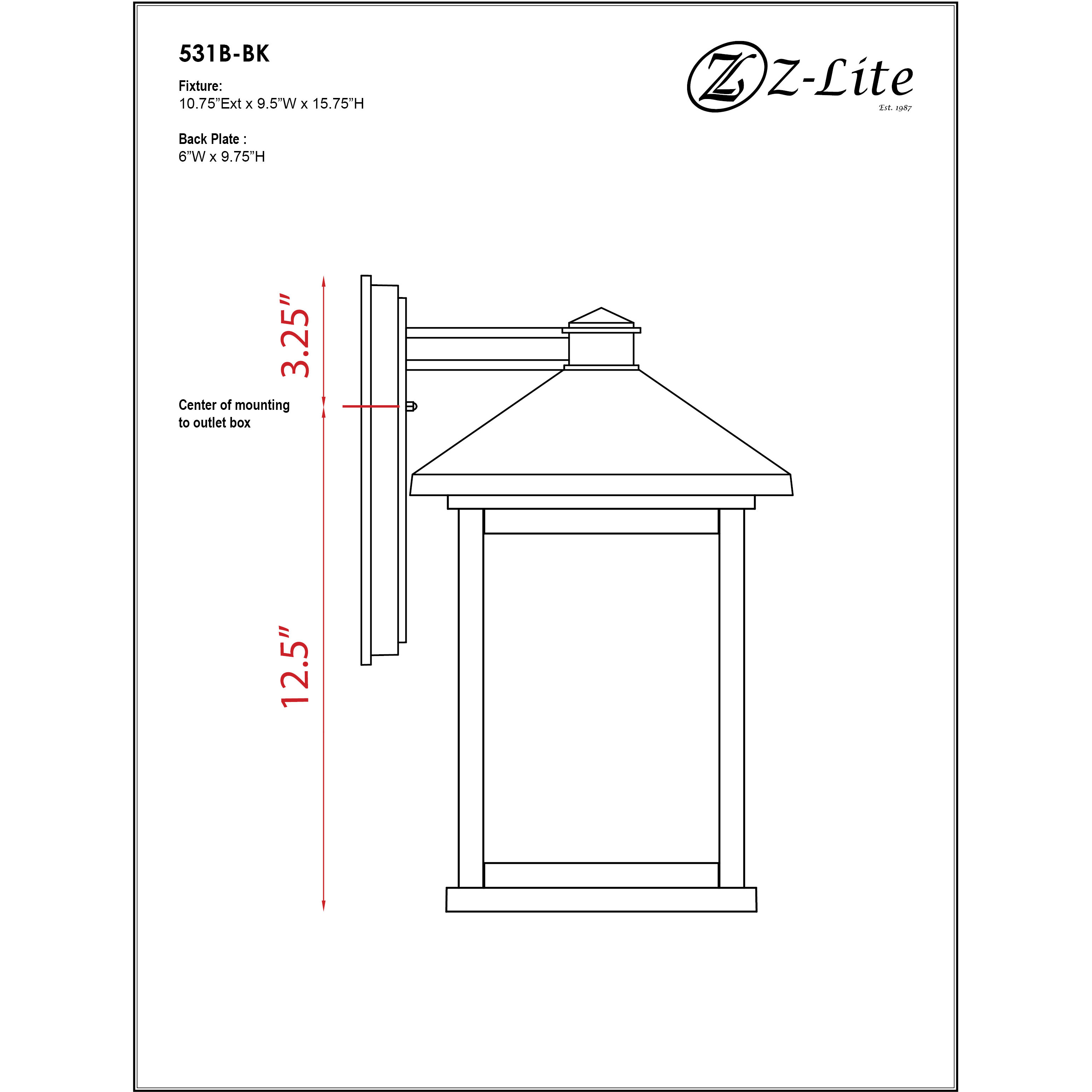 Portland 1 Light 15.75 inch Black Outdoor Wall Light