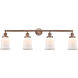 Franklin Restoration Canton LED 42 inch Antique Copper Bath Vanity Light Wall Light in Matte White Glass, Franklin Restoration