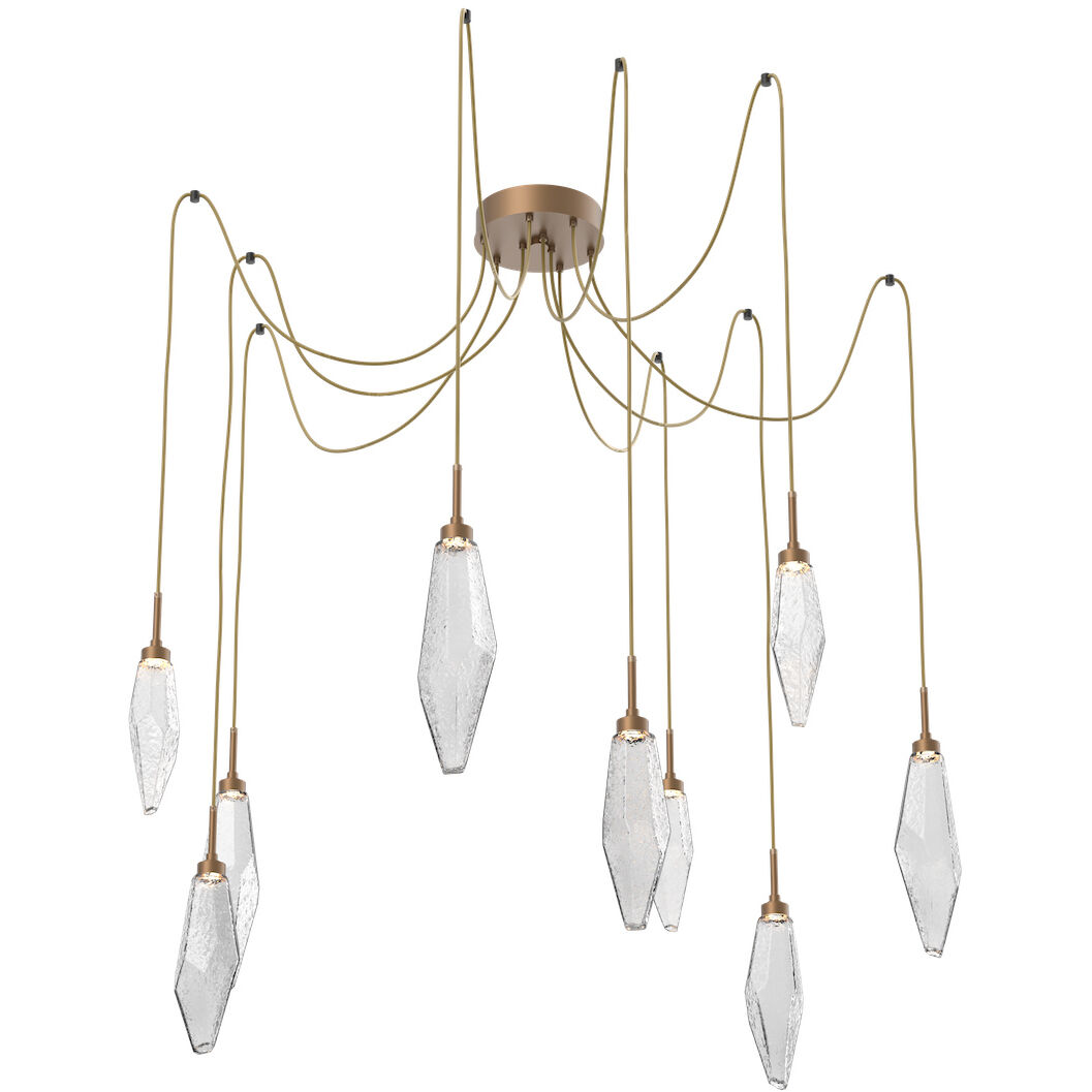 Rock Crystal LED 13.5 inch Novel Brass Swag Multi-Pendant Ceiling Light in Chilled Clear, 2700K LED