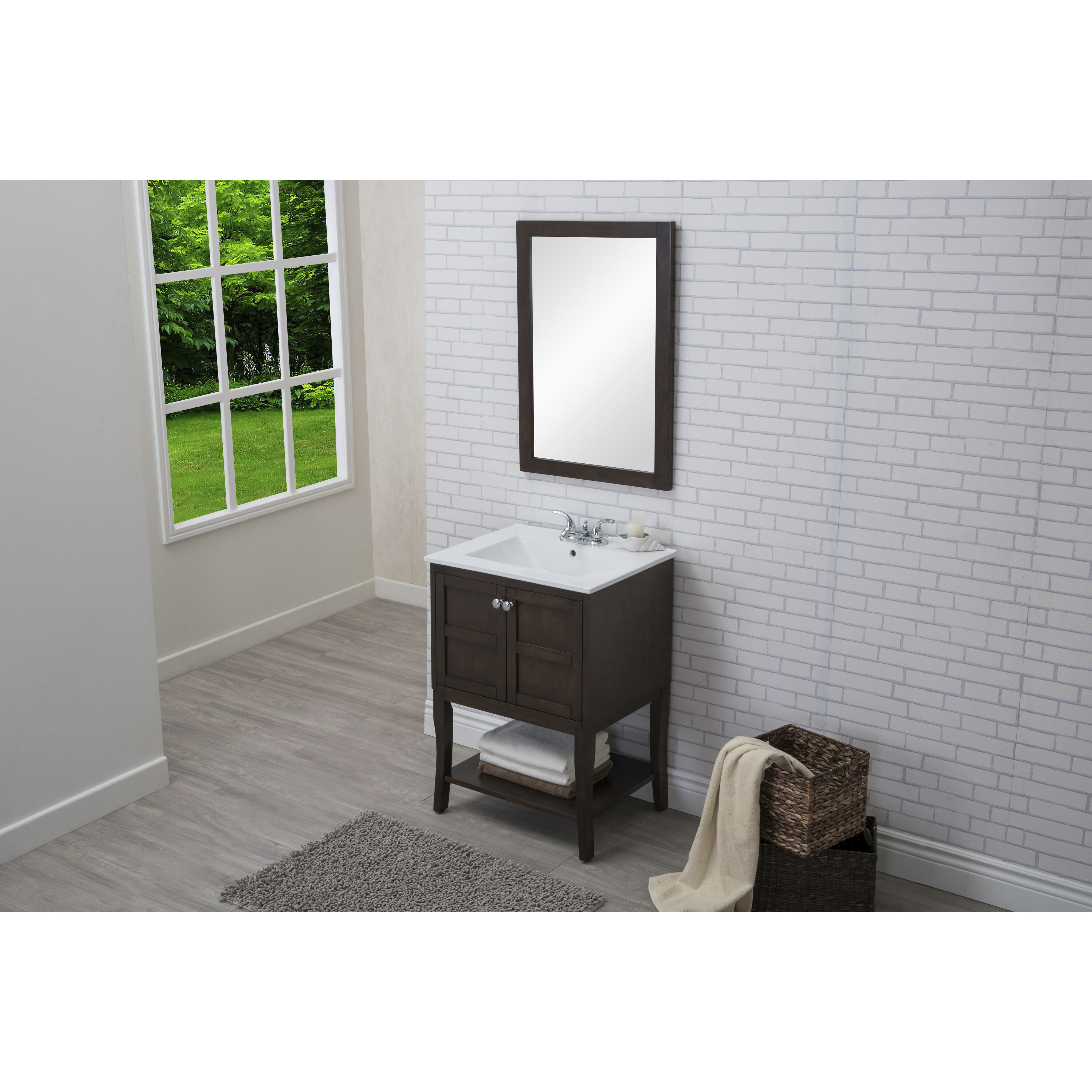 Mason 24 X 33 inch Antique Coffee and Chrome Vanity Set