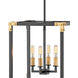 Louis 4 Light 15 inch Satin Black Chandelier Ceiling Light