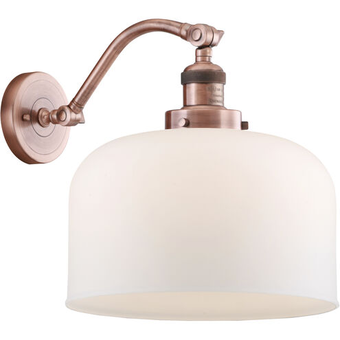 Franklin Restoration X-Large Bell LED 12 inch Antique Copper Sconce Wall Light in Matte White Glass, Franklin Restoration