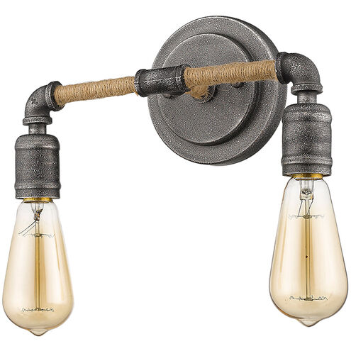 Grayson 2 Light 12 inch Antique Gray Vanity Light Wall Light