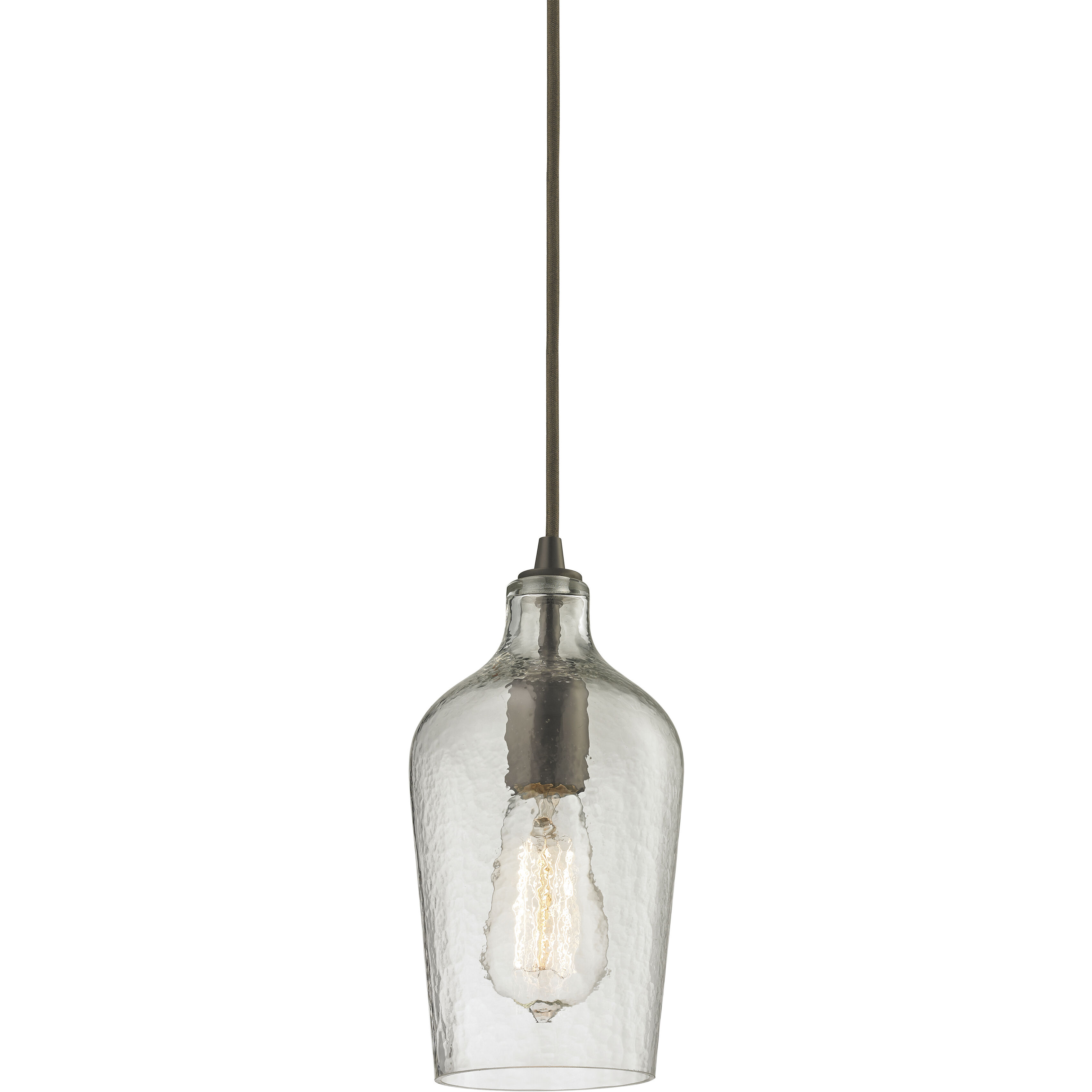 ELK 10331 1CLR Hammered Glass Multi Pendant Ceiling Light in Hammered Clear Glass Configurable