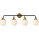 Hanson 4 Light 38 inch Black and Brass Bath Sconce Wall Light