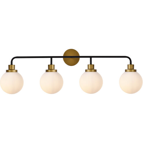 Hanson 4 Light 38 inch Black and Brass Bath Sconce Wall Light