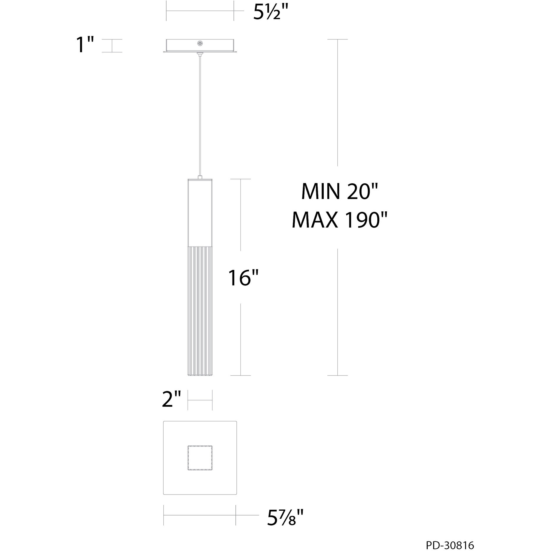 Cinema LED 2 inch Black Indoor Hanging Lighting Ceiling Light in 2700K