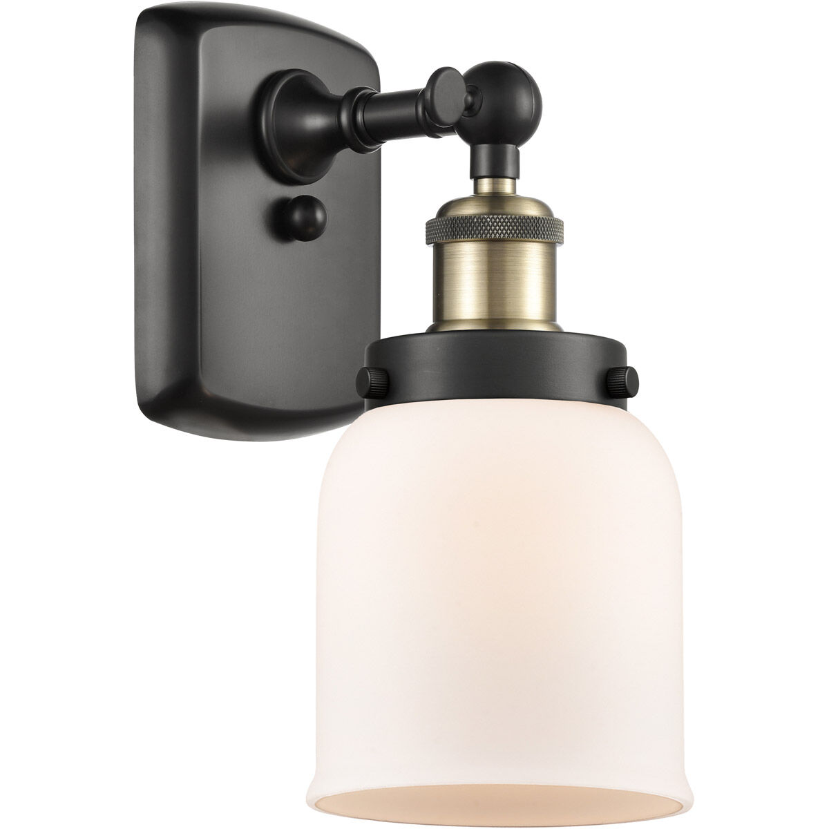 Ballston Small Bell LED 5 inch Black Antique Brass Sconce Wall Light in Matte White Glass