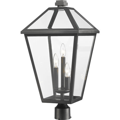 Talbot 3 Light 23.75 inch Black Outdoor Post Mount Fixture in Clear Beveled Glass