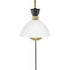 Simon 1 Light 8 inch Black with Heritage Brass Sconce Wall Light in Cased Opal