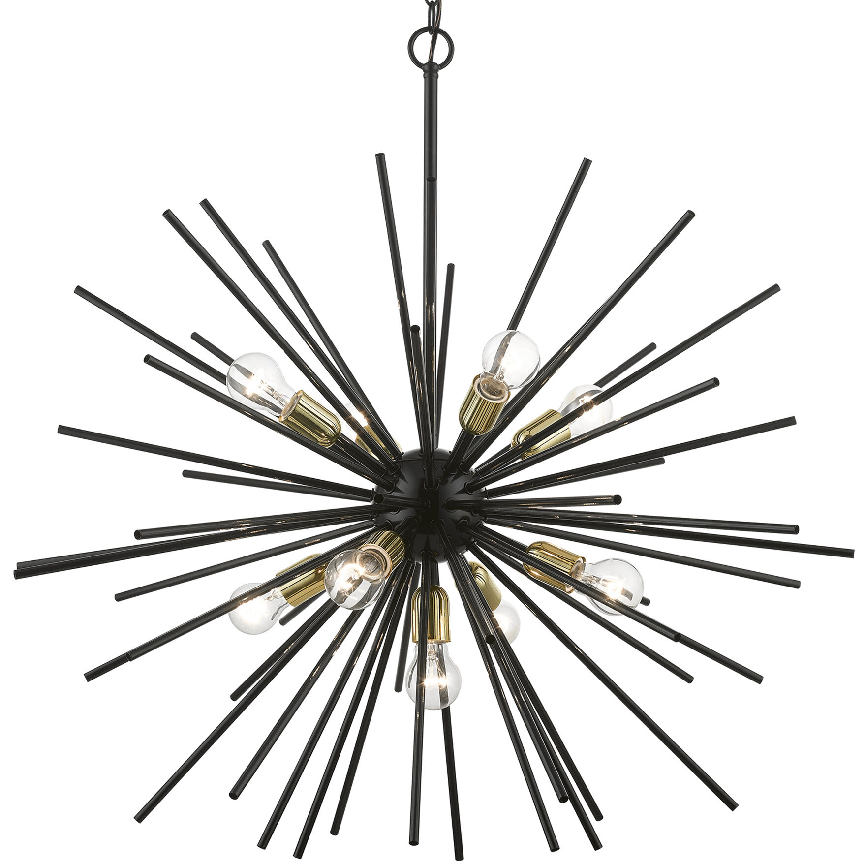 Tribeca 9 Light 34 inch Shiny Black with Polished Brass Accents Foyer Pendant Chandelier Ceiling Light