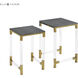Consulate 16 inch Clear with Gray and Brass Accent Table, Set of 2