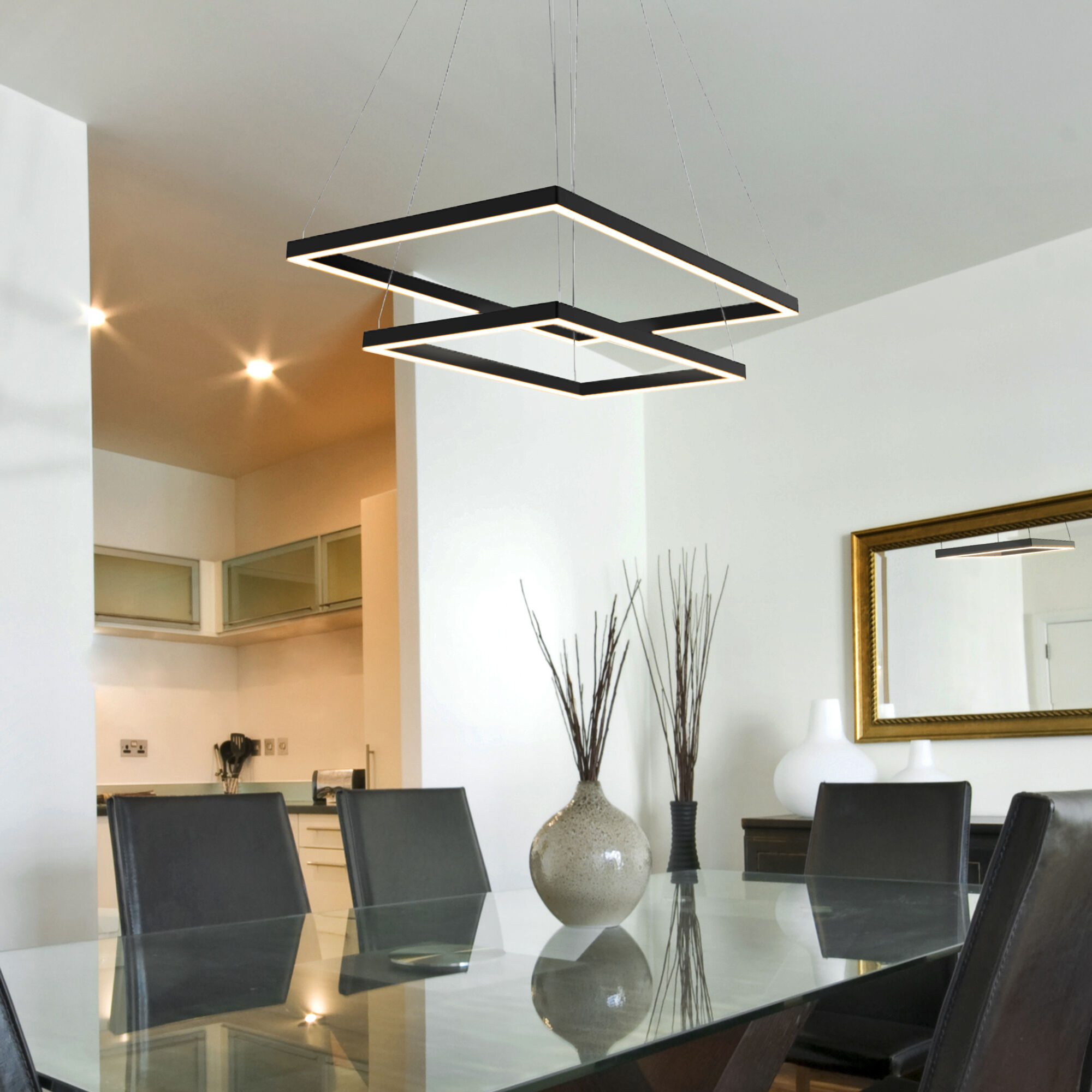 Atria Duo 17.25 inch Black Chandelier Ceiling Light
