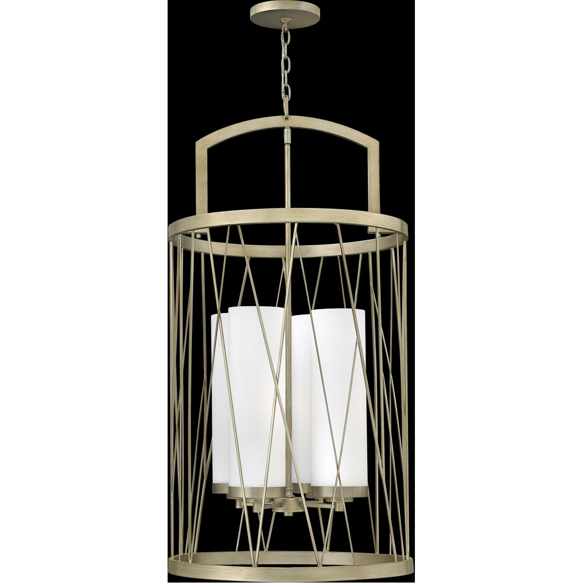 Nest 4 Light 21 inch Silver Leaf Foyer Ceiling Light, Single Tier