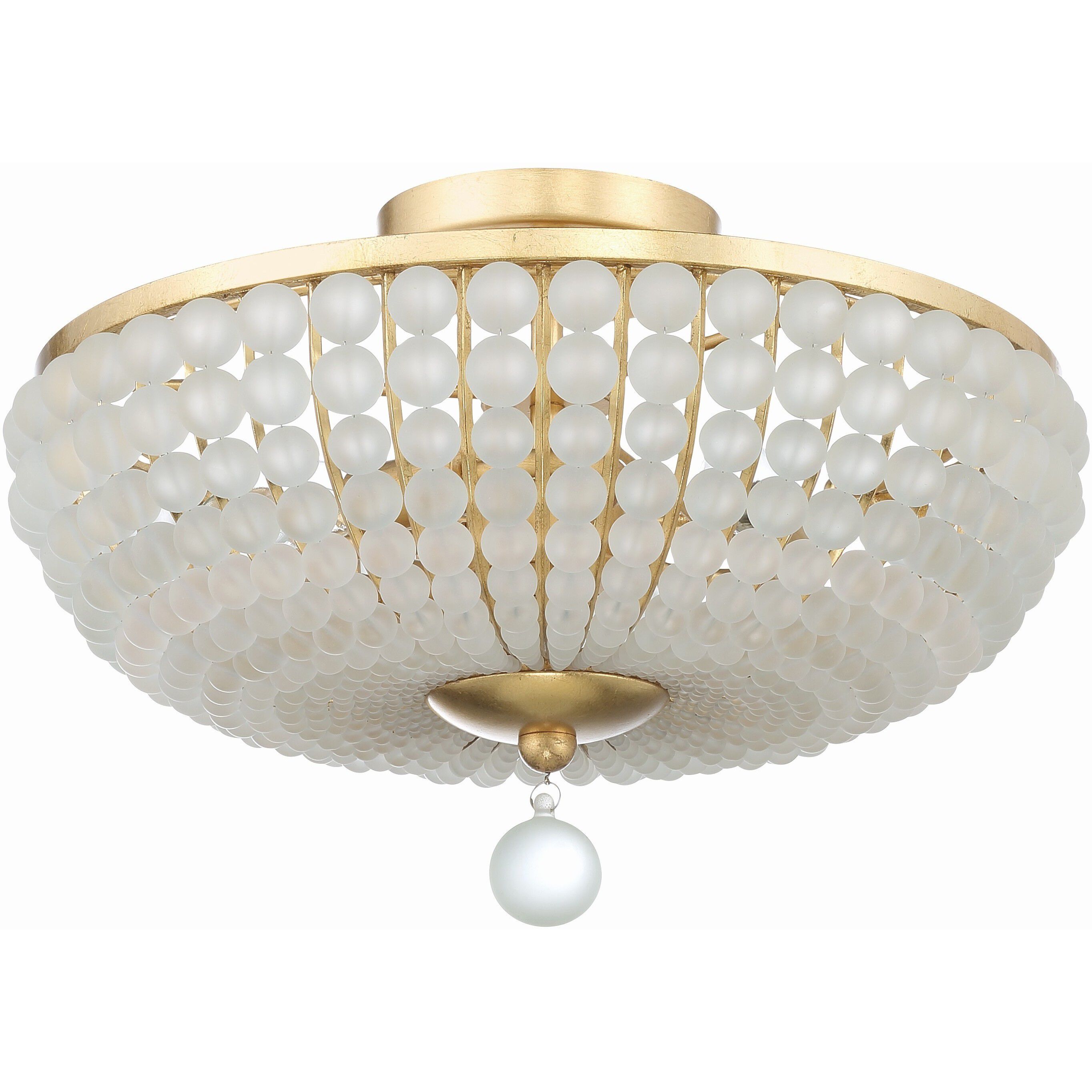 Bella 3 Light 15.75 inch Antique Gold Semi Flush Ceiling Light