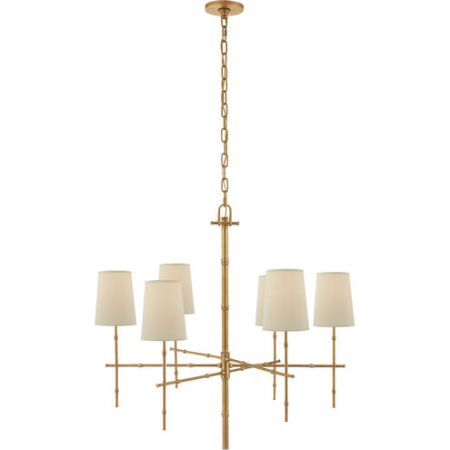 Grenol 6 Light 33.25 inch Hand-Rubbed Antique Brass Chandelier Ceiling Light in Natural Percale, Medium